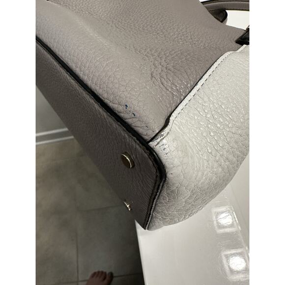 Kate Spade 3 Compartment Satchel Gray Cream Color Block Handbag Purse Crossbody - Picture 7 of 7